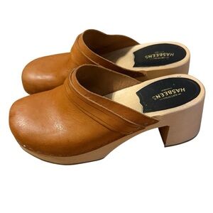 Swedish Hasbeens Louise Leather Clog Size 38